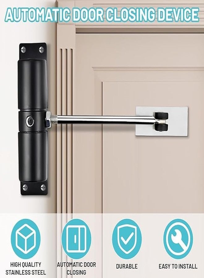 VishBin Auto Door Closer for Home, Zinc Alloy Automatic Safety Spring DoorCloser, Adjustable Closing Door Hinge, Quiet Doors Closer for Wooden/Metal/Security Doors, Weight Up to 25 Kg (Black) - Image 5