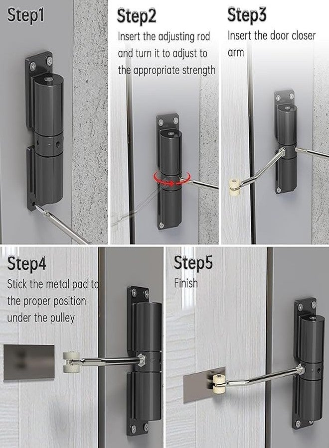 VishBin Auto Door Closer for Home, Zinc Alloy Automatic Safety Spring DoorCloser, Adjustable Closing Door Hinge, Quiet Doors Closer for Wooden/Metal/Security Doors, Weight Up to 25 Kg (Black) - Image 4