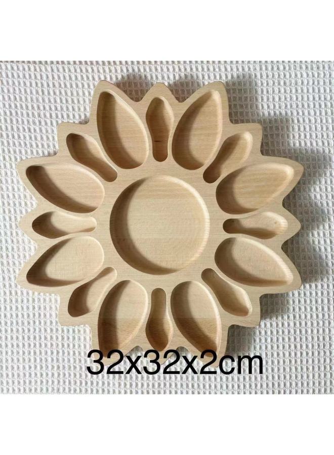 Baby Montessori Counting Log Color Animal And Plant Sorting Sand Table Color Classification Game Cognitive Wooden Puzzle-Color:little-Log Color Sorting Tray (Sunflower) - Image 1