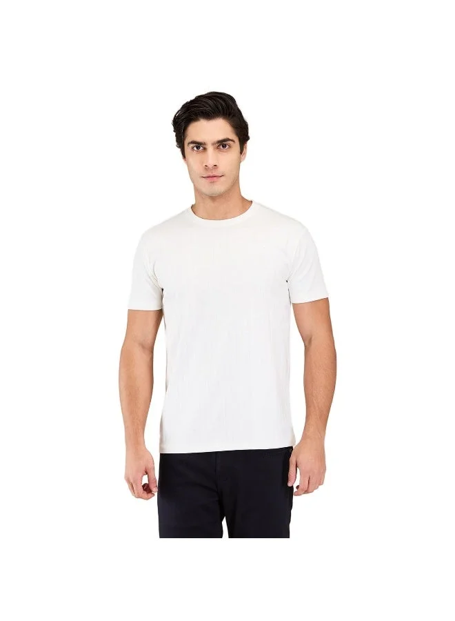 بيينغ هيومان Mens White Round Neck Short Sleeve T-Shirt