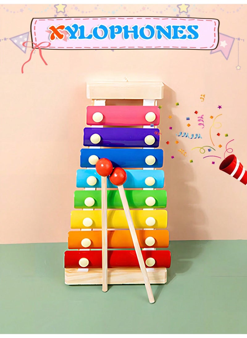 9-In-1 Wooden Educational Toys, Learning Activity Set with Xylophone and Shape Sorter, Bead Maze and Stacking Blocks for Number Recognition, Fine Motor Skills Development, Home Schooling, Interactive Play or Indoor Fun, Perfect Birthday Holiday Gift Idea - Image 3