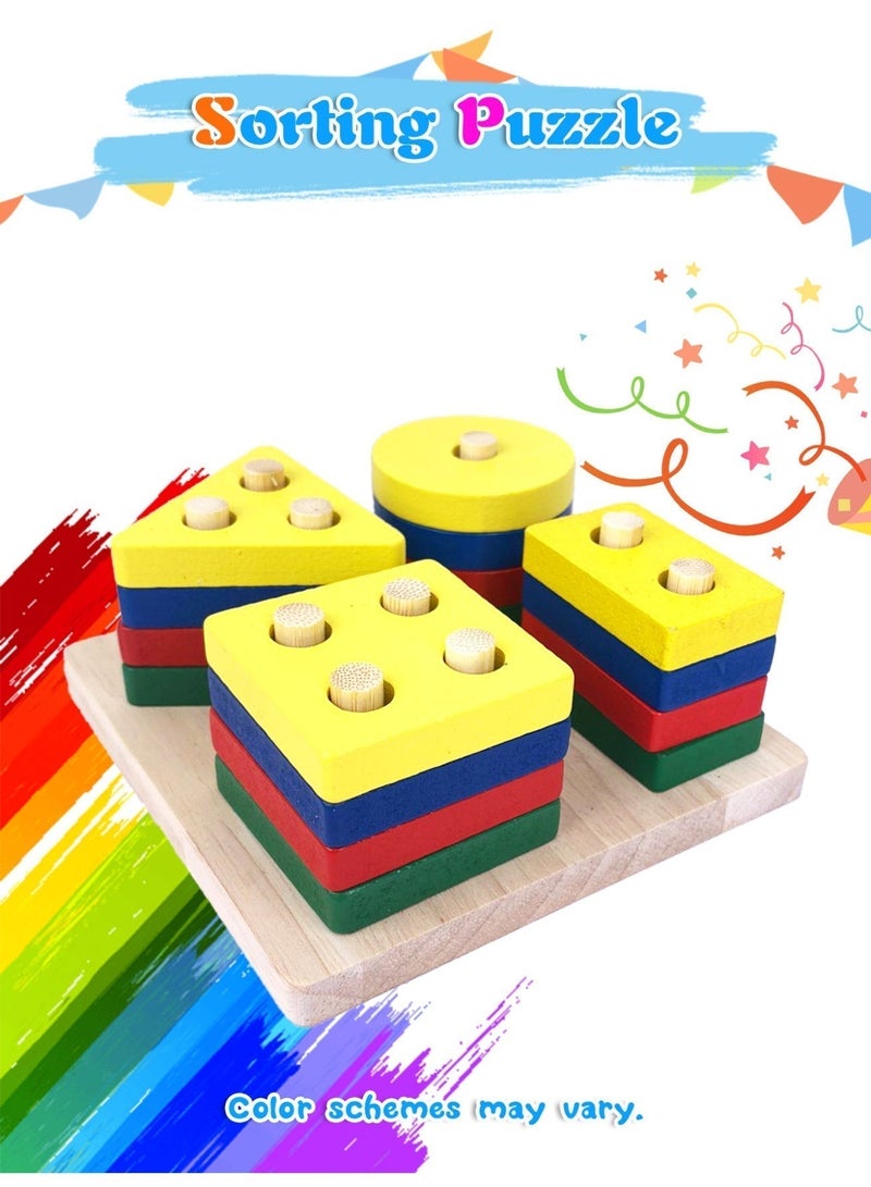 9-In-1 Wooden Educational Toys, Learning Activity Set with Xylophone and Shape Sorter, Bead Maze and Stacking Blocks for Number Recognition, Fine Motor Skills Development, Home Schooling, Interactive Play or Indoor Fun, Perfect Birthday Holiday Gift Idea - Image 4