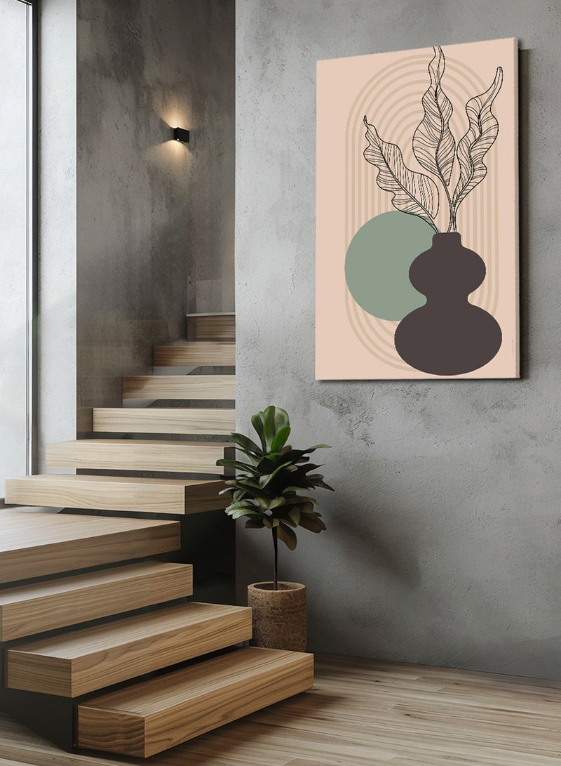لوحة كانفاس على إطار خشبي بتصميم فن تجريدي للنباتات - Image 1