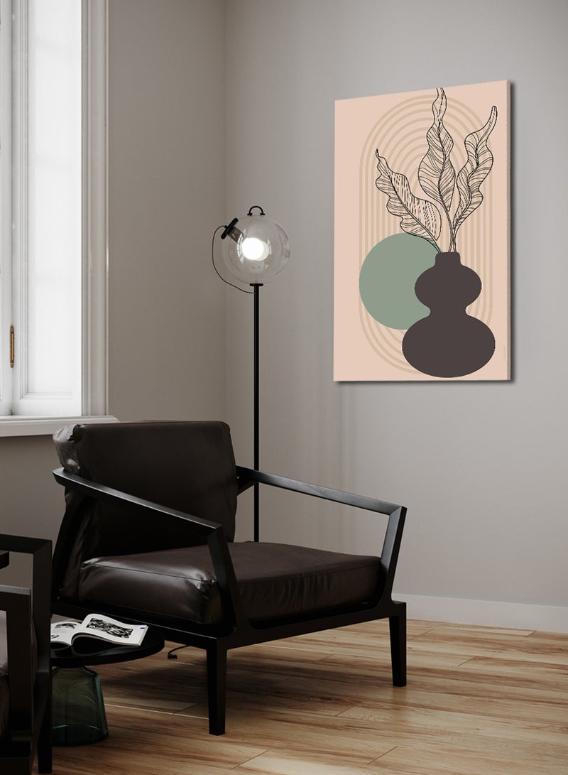 لوحة كانفاس على إطار خشبي بتصميم فن تجريدي للنباتات - Image 3