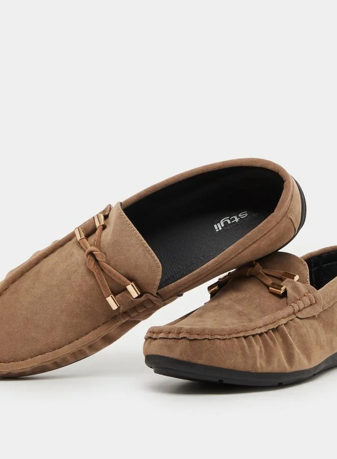 Styli Faux Suede Slip On Loafers
