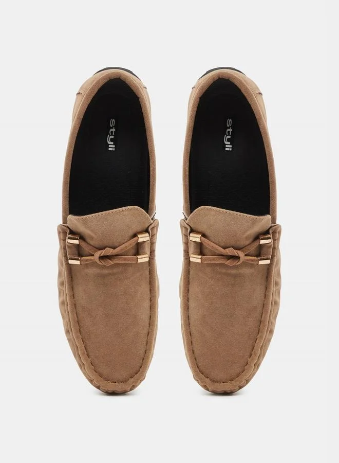 Styli Faux Suede Slip On Loafers