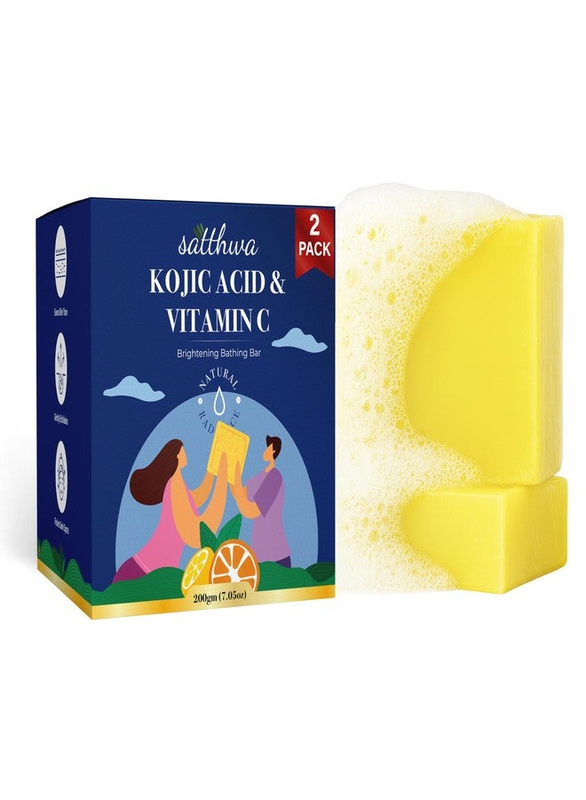Satthwa Kojic Acid 1% Soap with Vitamin C | For Pigmentation, Tan and Dark Spots | Brightening Soap for Men and Women | Pack of 2 (100g Each) - Image 1