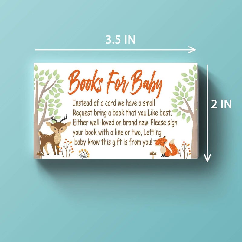 Giftideaworkshop Woodland Creature Books for Baby Shower Request Cards 50 Pack Baby Shower Invitation Inserts - Image 3