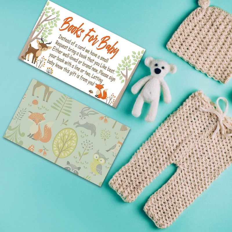 Giftideaworkshop Woodland Creature Books for Baby Shower Request Cards 50 Pack Baby Shower Invitation Inserts - Image 5