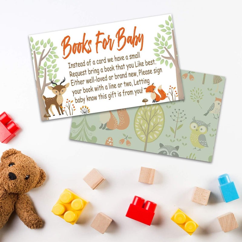 Giftideaworkshop Woodland Creature Books for Baby Shower Request Cards 50 Pack Baby Shower Invitation Inserts - Image 2