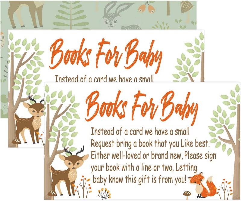 Giftideaworkshop Woodland Creature Books for Baby Shower Request Cards 50 Pack Baby Shower Invitation Inserts - Image 1