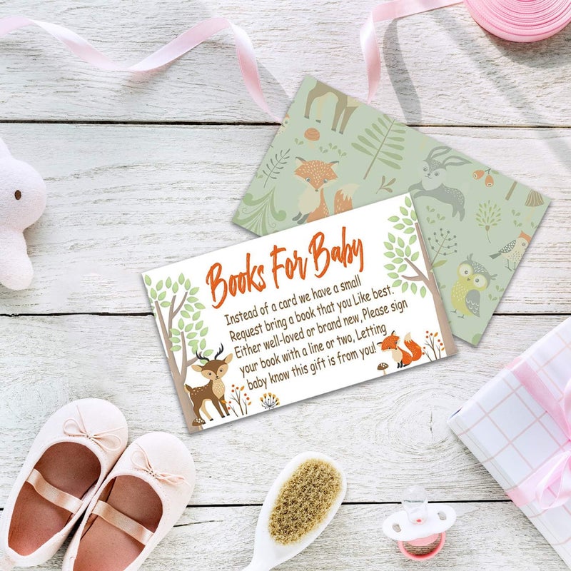 Giftideaworkshop Woodland Creature Books for Baby Shower Request Cards 50 Pack Baby Shower Invitation Inserts - Image 4