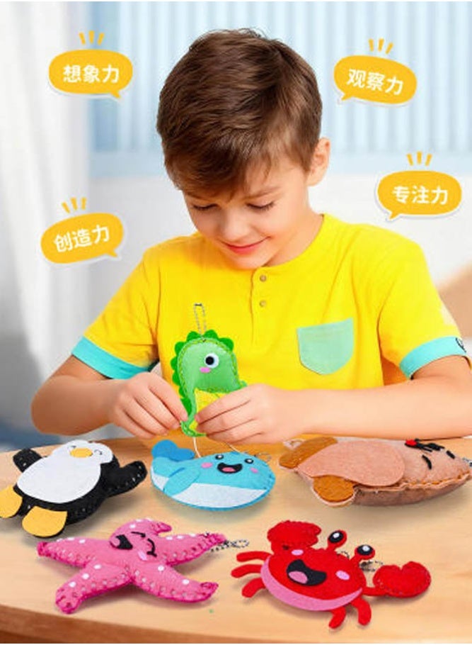 بالمعنى مجموعة خياطة يدوية للأطفال بتصاميم حيوانات البحر من قماش اللباد، 6 قطع DIY، آمنة وناعمة، مناسبة للأنشطة الحرفية مع الوالدين - Image 5