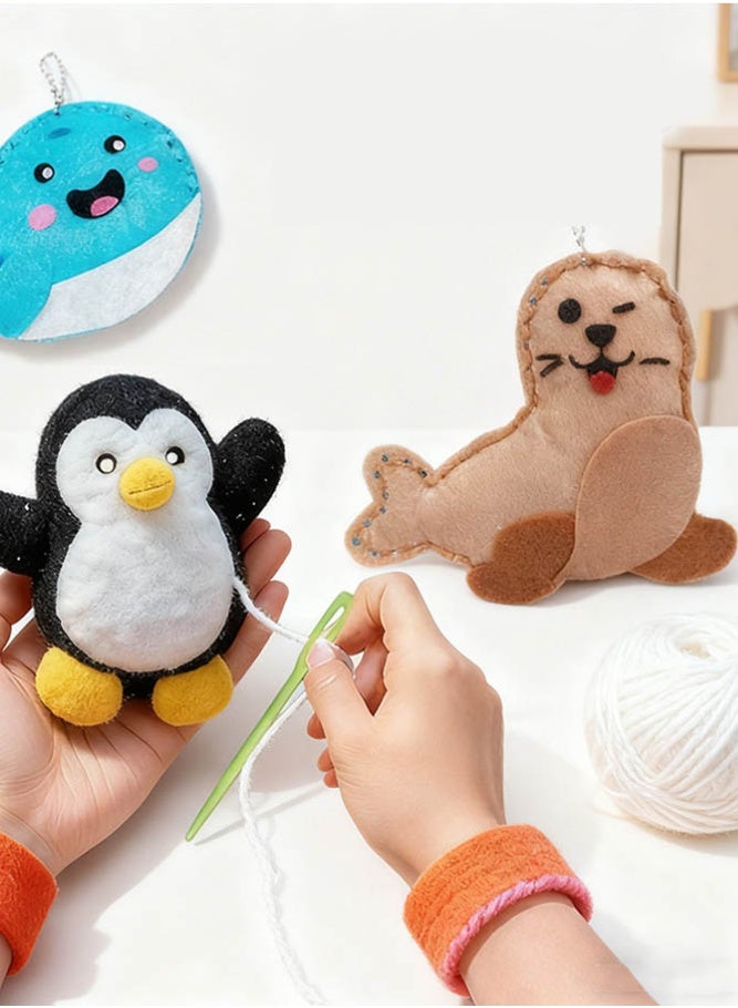 بالمعنى مجموعة خياطة يدوية للأطفال بتصاميم حيوانات البحر من قماش اللباد، 6 قطع DIY، آمنة وناعمة، مناسبة للأنشطة الحرفية مع الوالدين - Image 2