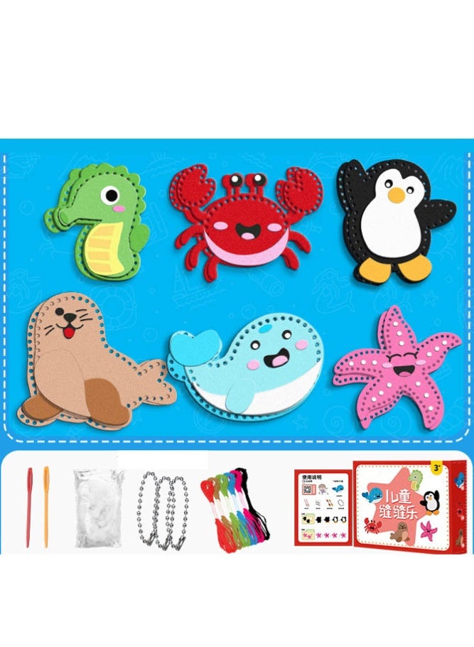 بالمعنى مجموعة خياطة يدوية للأطفال بتصاميم حيوانات البحر من قماش اللباد، 6 قطع DIY، آمنة وناعمة، مناسبة للأنشطة الحرفية مع الوالدين - Image 4