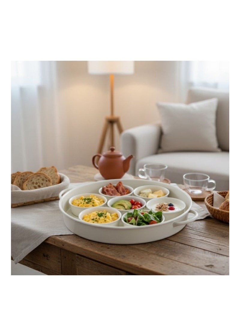 صينية إفطار بغطاء مع زبديات تقديم - Image 1