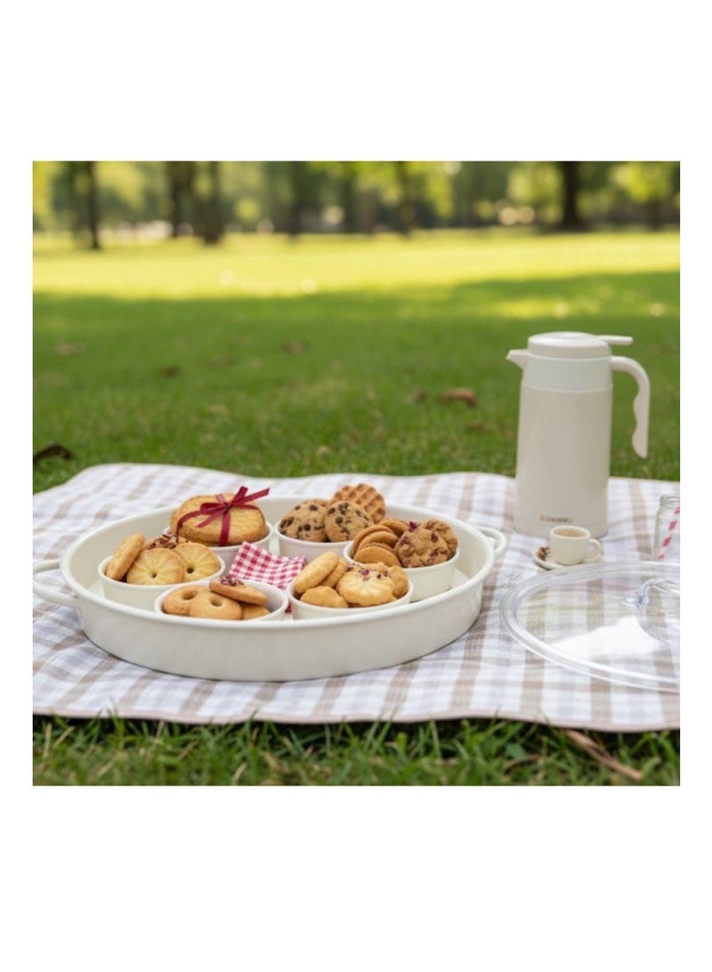 صينية إفطار بغطاء مع زبديات تقديم - Image 3