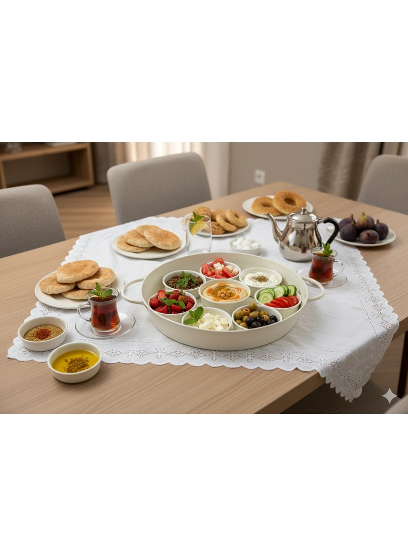 صينية إفطار بغطاء مع زبديات تقديم - Image 1