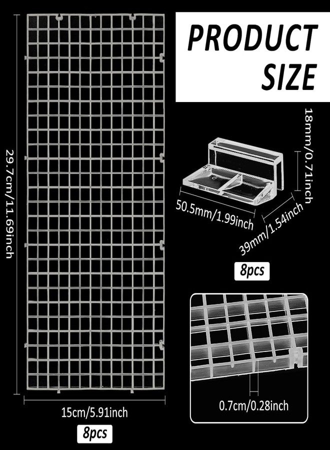BENECREAT 8 Pcs Clear Aquarium Lid Hood, 5.9x11.7x0.3 Inch Rectangular Fish Tank Top Cover, Plastic Grid Isolation Board with 8 Pcs Aquarium Plastic Cover Board Clips - Image 2