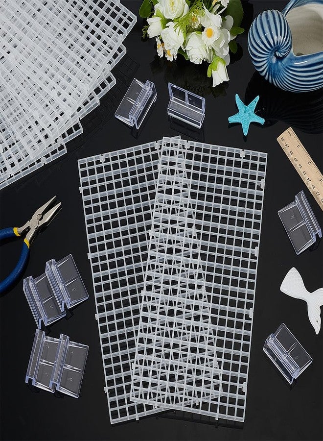 BENECREAT 8 Pcs Clear Aquarium Lid Hood, 5.9x11.7x0.3 Inch Rectangular Fish Tank Top Cover, Plastic Grid Isolation Board with 8 Pcs Aquarium Plastic Cover Board Clips - Image 4