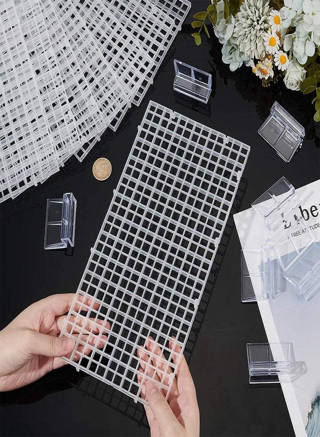 BENECREAT 8 Pcs Clear Aquarium Lid Hood, 5.9x11.7x0.3 Inch Rectangular Fish Tank Top Cover, Plastic Grid Isolation Board with 8 Pcs Aquarium Plastic Cover Board Clips - Image 3
