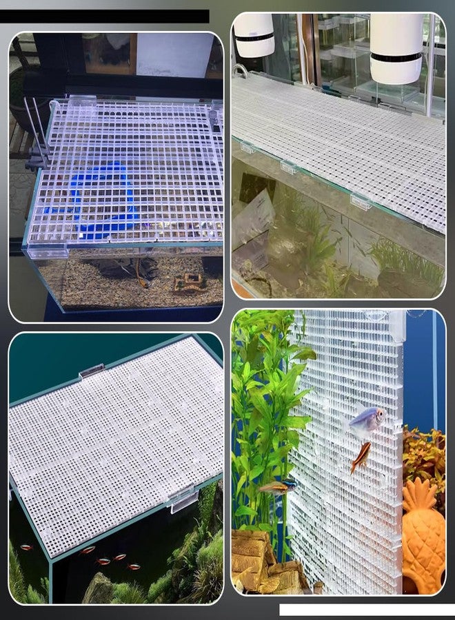 BENECREAT 8 Pcs Clear Aquarium Lid Hood, 5.9x11.7x0.3 Inch Rectangular Fish Tank Top Cover, Plastic Grid Isolation Board with 8 Pcs Aquarium Plastic Cover Board Clips - Image 5