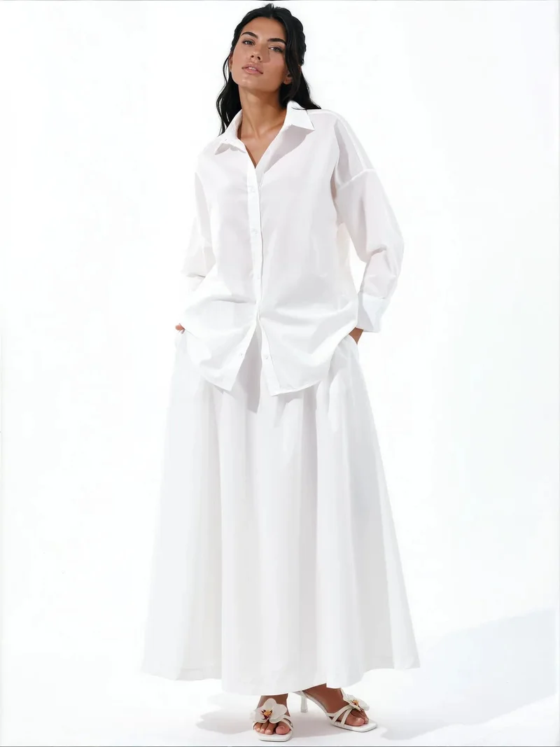 Jennyfer White Cotton Viscose Linen Two-Piece Coord for Women | Best Price UAE
