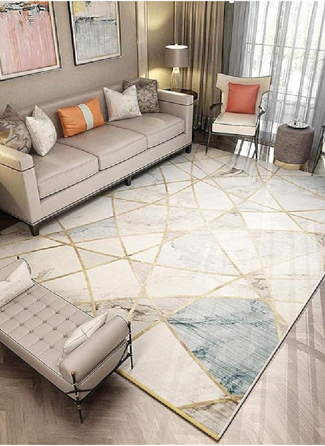 fashionhome Modern Minimalist Geometric Pattern European Living Room Carpet Bedroom Design Decoration Non-Slip Floor Mat 120 x 160 cm, Rectangle  - Image 1