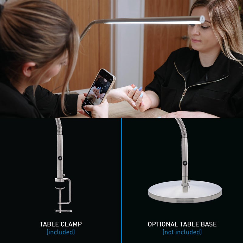 Daylight Company, LLC U35108 Slimline 3 Table Lamp-LED-80 CRI-Eye Care-4 Brightness Levels, 3,000 LUX at 30 cm, 1,065 LUMENS-4 Step DIMMER Mode, Brushed Steel, 25.6 x 30 x .8 - Image 4