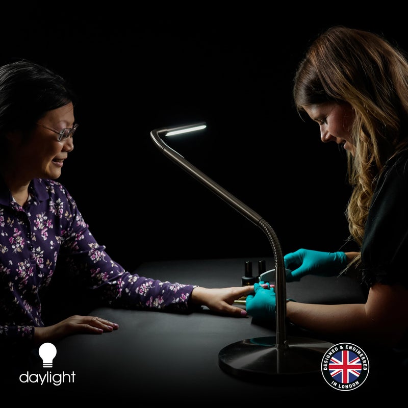 Daylight Company, LLC U35108 Slimline 3 Table Lamp-LED-80 CRI-Eye Care-4 Brightness Levels, 3,000 LUX at 30 cm, 1,065 LUMENS-4 Step DIMMER Mode, Brushed Steel, 25.6 x 30 x .8 - Image 3