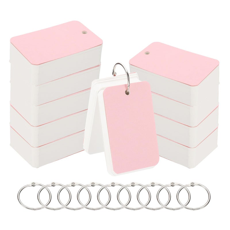 PATIKIL 1000Pcs Blank Index Flash Study Note Card, 3.5x2 Note Cards Study Card 100 Sheets Each White Blank Index Cards for Studying Memory Learning, Pink