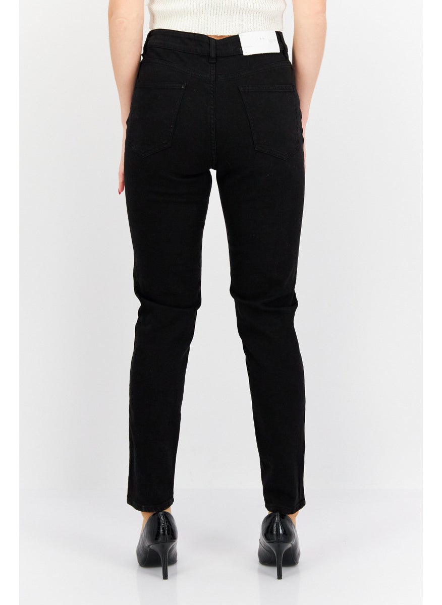 IRO Women Skinny Fit High Waist Solid Stretchable Denim Jeans, Black  - Image 4