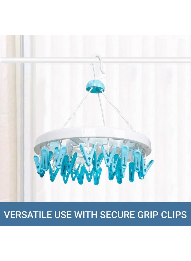Kuber Industries Cloth Drying Hanger | 24 Clips Cloth Hanger | Cloth Drying Stand | Baby Cloth Drying Pegs | Clothes Hanger Pegs | Round Cloth Drying Clips | Transparent Blue - Image 5