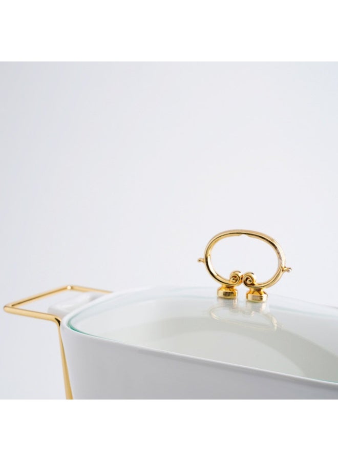 Pan Home ليلك 1 × سخان طعام | 30.5 سم طول × 18 سم عرض 7.5 سم ارتفاع | شكل مستطيل | ذهب ابيض - Image 4