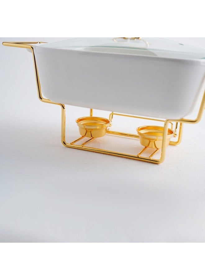 Pan Home ليلك 1 × سخان طعام | 30.5 سم طول × 18 سم عرض 7.5 سم ارتفاع | شكل مستطيل | ذهب ابيض - Image 3