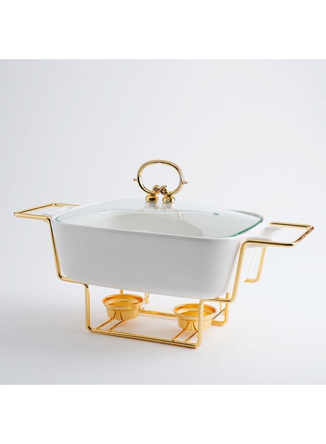 Pan Home ليلك 1 × سخان طعام | 30.5 سم طول × 18 سم عرض 7.5 سم ارتفاع | شكل مستطيل | ذهب ابيض - Image 2