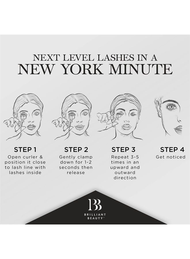 Brilliant Beauty مكبس رموش مع حقيبة ساتان ووسادات إعادة تعبئة - فائز بجائزة - بدون قرص، فقط رموش مجعدة بشكل دراماتيكي لرفع الرموش في ثوانٍ (ذهب وردي) - Image 4