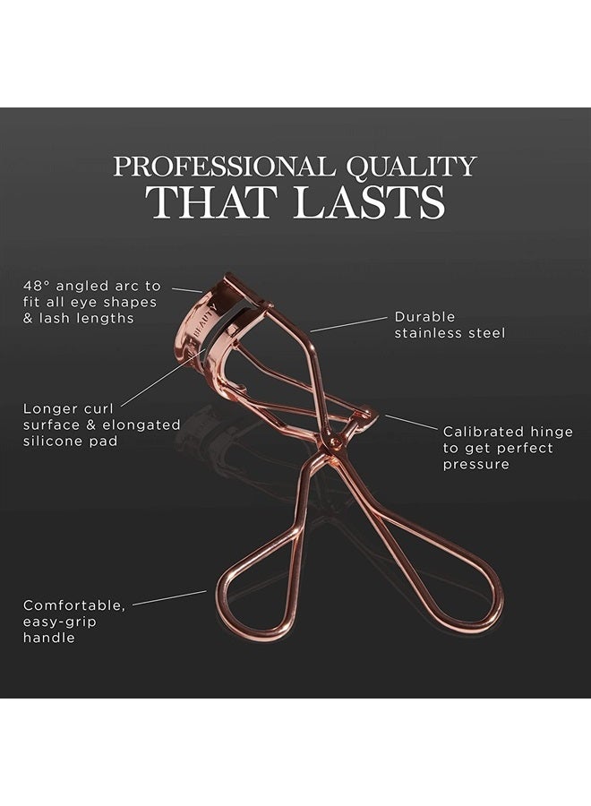 Brilliant Beauty مكبس رموش مع حقيبة ساتان ووسادات إعادة تعبئة - فائز بجائزة - بدون قرص، فقط رموش مجعدة بشكل دراماتيكي لرفع الرموش في ثوانٍ (ذهب وردي) - Image 3