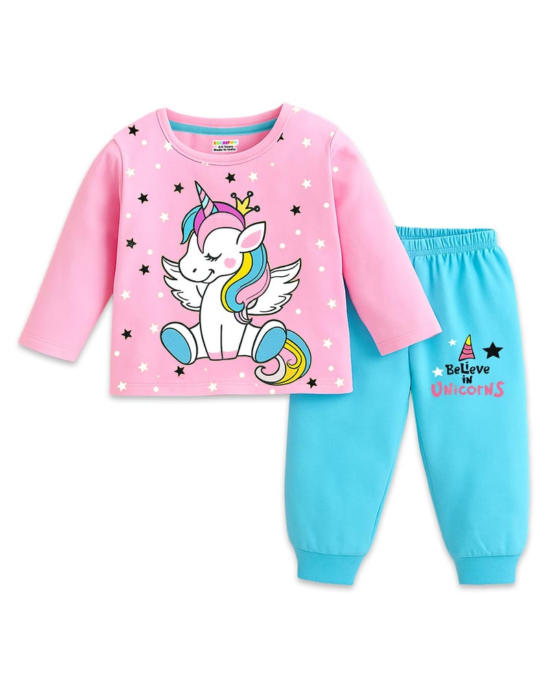 Kuchipoo Girl Regular Fit Cotton T-Shirts and Pyjamas Set (KUC-PSUT-163, 5-6 Years, Multi-Colored) - Image 4