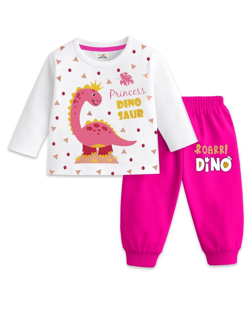 Kuchipoo Girl Regular Fit Cotton T-Shirts and Pyjamas Set (KUC-PSUT-163, 5-6 Years, Multi-Colored) - Image 3