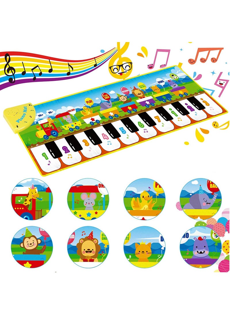 Hihonor Floor Piano Mat for Toddlers, Kids Sensory Educational Dancing Keyboard, Carpet Animal Sounds Blanket Touch Playmat Musical Mats, Birthday Toddler Toys for 1 2 3 4 5 Year Old Boy Girl Gifts  - Image 1