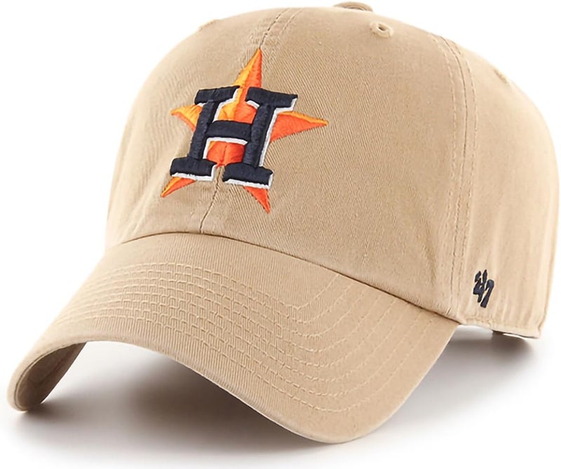 47 Brand MLB Khaki Primary Logo Clean Up Adjustable Strap Baseball Dad Hat Cap, Adult One Size Fits All - Image 1