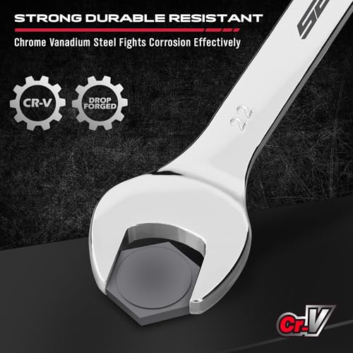 SEDY 30-Piece Combination Wrench Set - Open End Wrench Set with Organizer Professional 12 Point Wrench Kit Tool for Mechanic Garages Workshops 1/4'' to 1'' & 8-22mm - Image 3