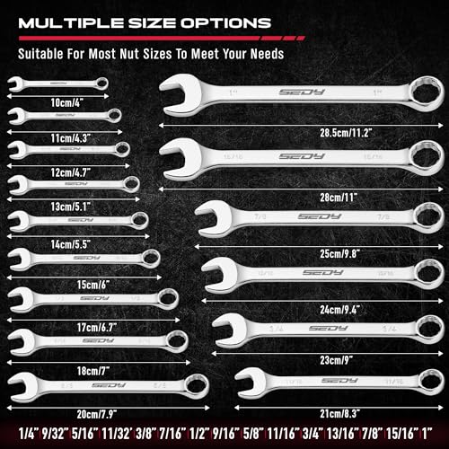 SEDY 30-Piece Combination Wrench Set - Open End Wrench Set with Organizer Professional 12 Point Wrench Kit Tool for Mechanic Garages Workshops 1/4'' to 1'' & 8-22mm - Image 4