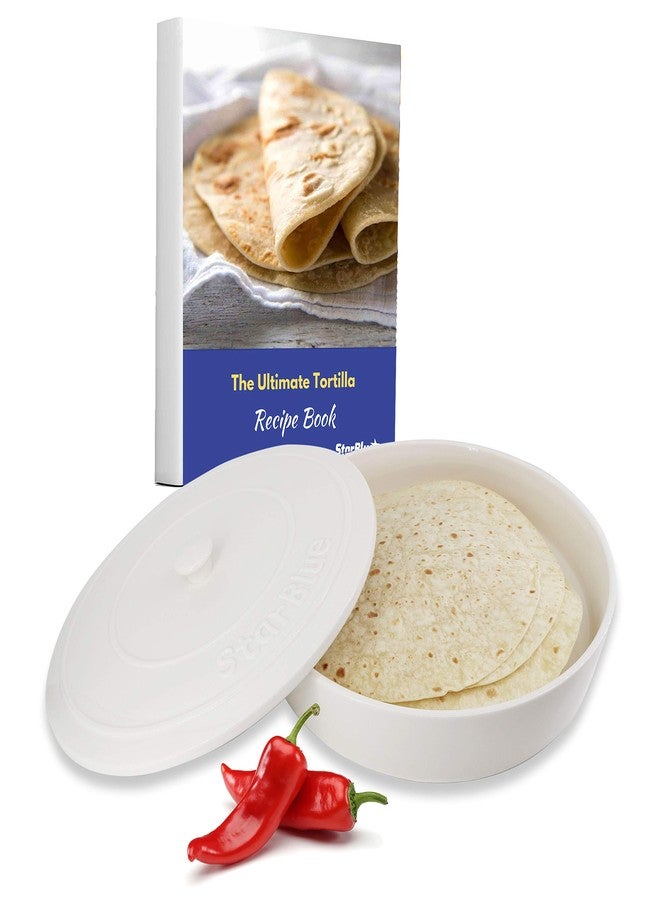 StarBlue 10 Inches Ceramic Tortilla Warmer by StarBlue with Free Recipes ebook - White, Insulated One Hour and Holds up to 24 Tortillas, Chapati, Roti, Microwavable, Oven Safe - Image 1