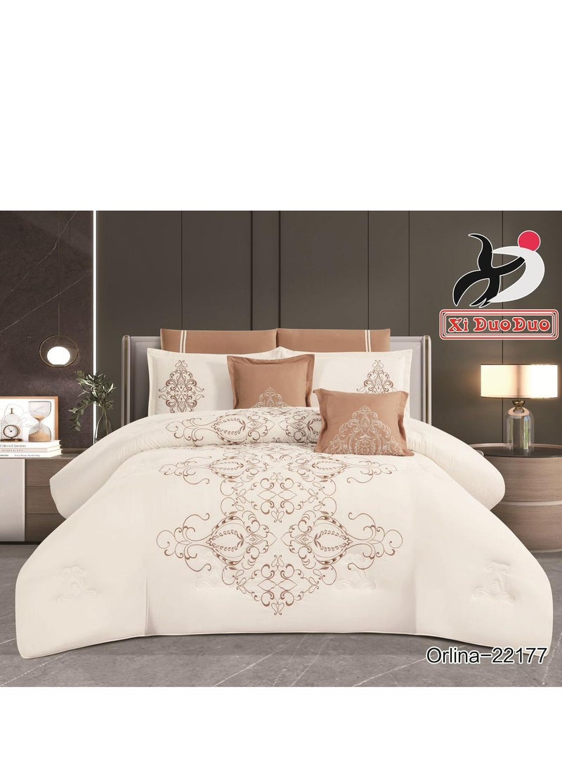 Xi Duo Duo Nephrin bedding set, luxurious embroidered microfiber quilt, with high quality, suitable for all seasons, consisting of 8 pieces - Image 1