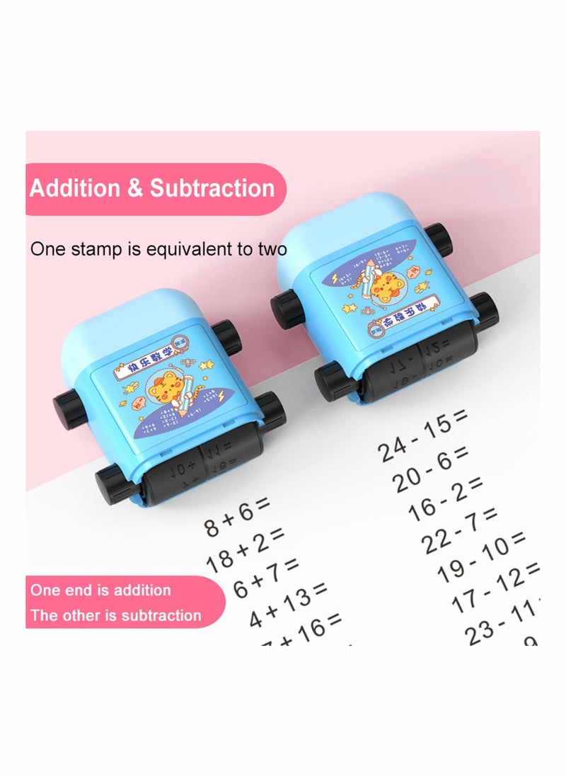 null - Smart Math Roller Stamps for Kids 2 In 1 Math Stamp Addition and Subtraction Practice Stamps Within 100 Dual Head Teaching Stamps Math Learning Toy for Preschool Kindergarten Classroom Supplies - Image 1