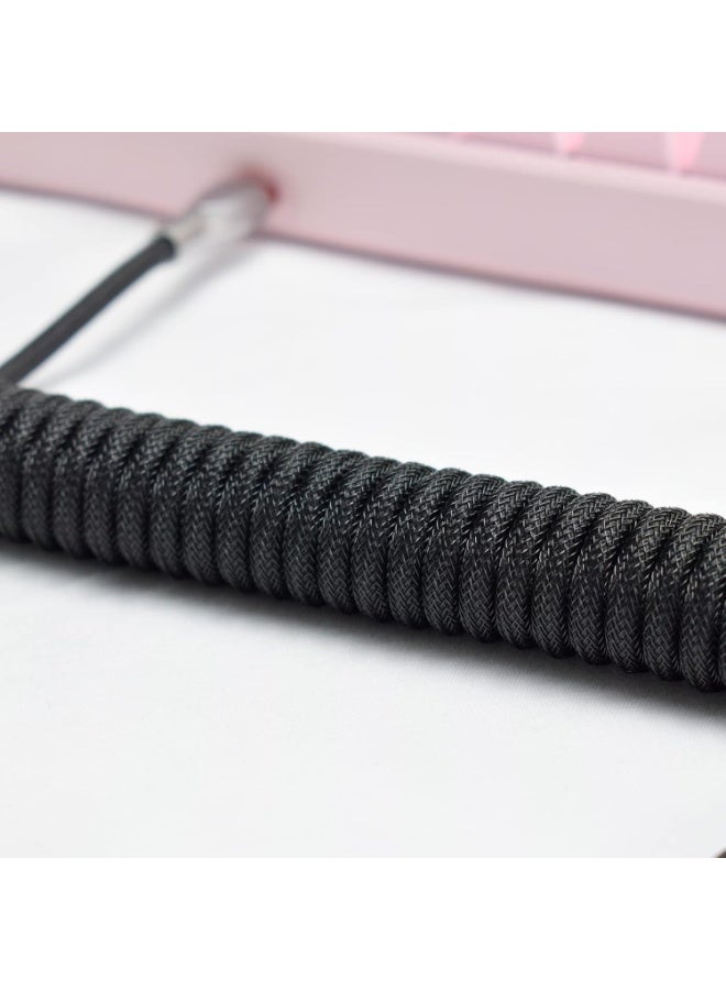 كابلات لوحة المفاتيح المتفرقة 1.5 متر ملفوفة من النوع C إلى USB A مع موصل الطيران القابل للفصل.for لوحة المفاتيح / اللوح الألعاب (أسود) - Image 2