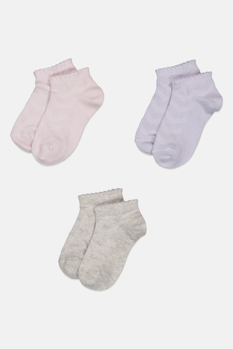 Mudd Toddlers Girls 3 Pairs Solid Ankle Socks, Multicolor  - Image 3