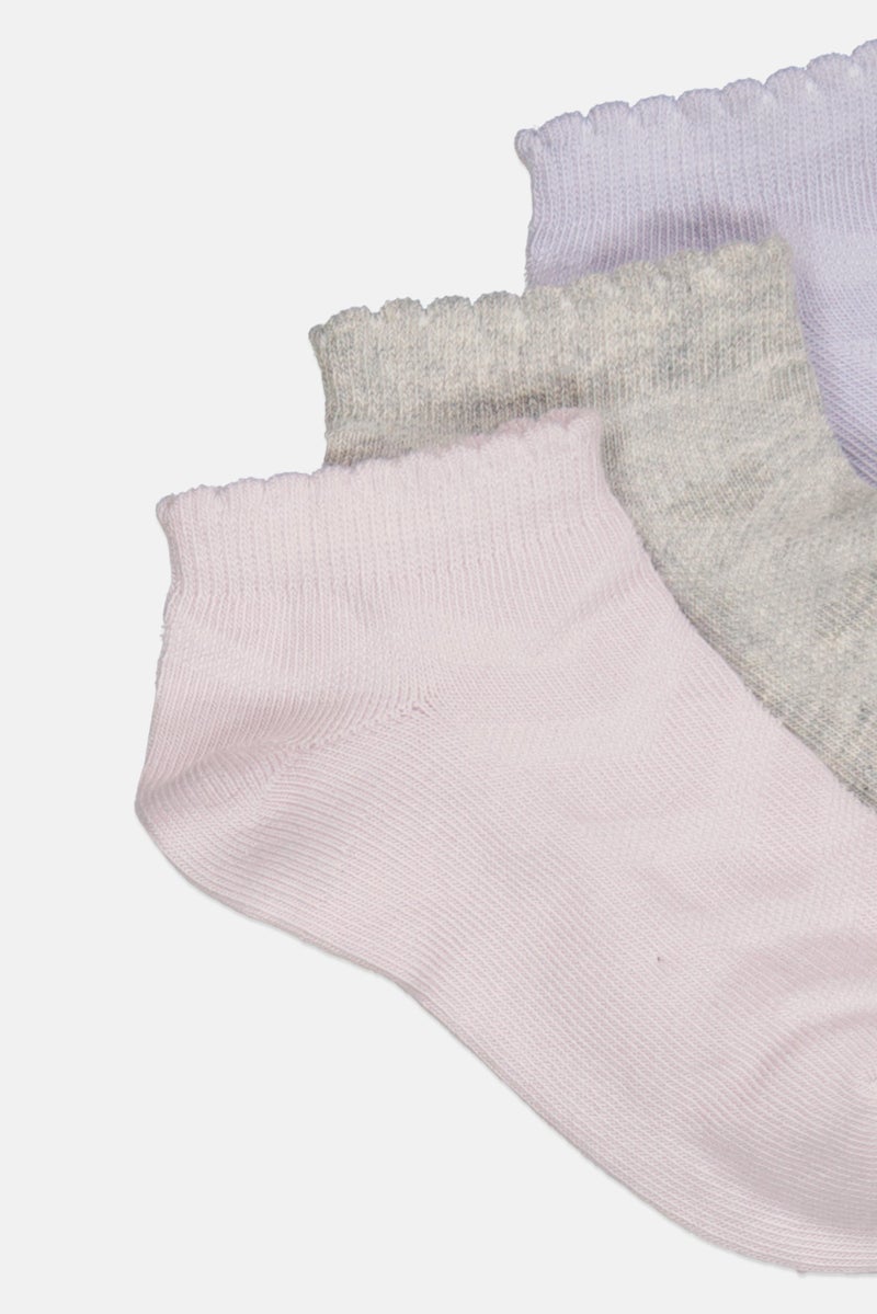 Mudd Toddlers Girls 3 Pairs Solid Ankle Socks, Multicolor  - Image 2
